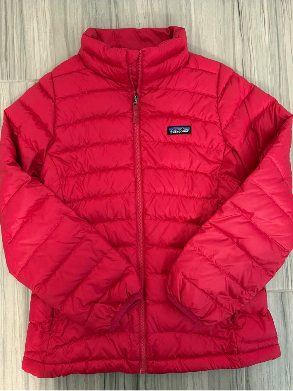 Patagonia Kids XL (14) Down Sweater Jacket Pink Magenta Full Zip Puffer